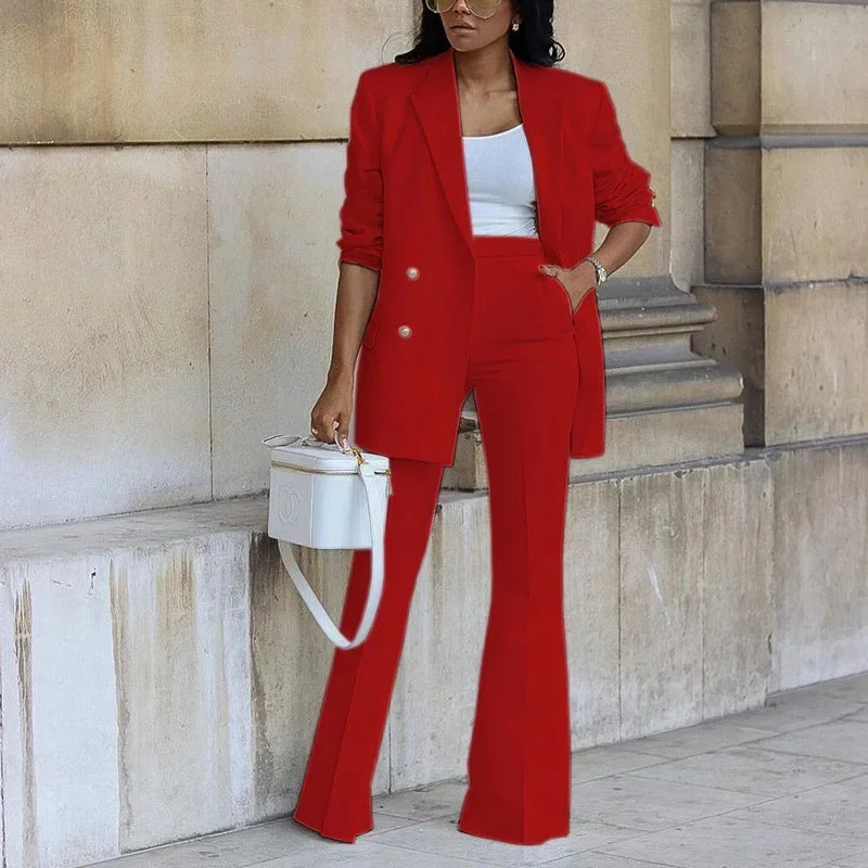 Chic Formal Suit Set with Tailored Long Blazer for Women
