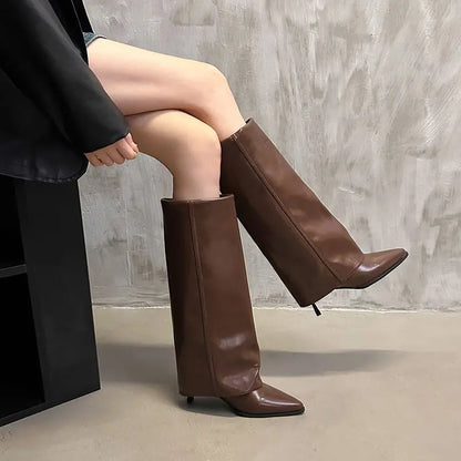 Morgan | Botas altas de cuero con hebilla para mujer