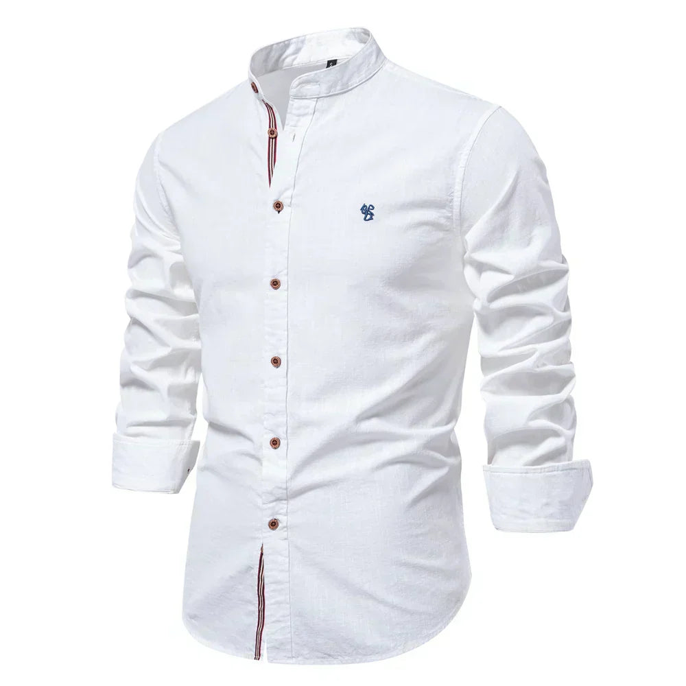 Rollán | Camisa de manga larga con cuello mandarín 