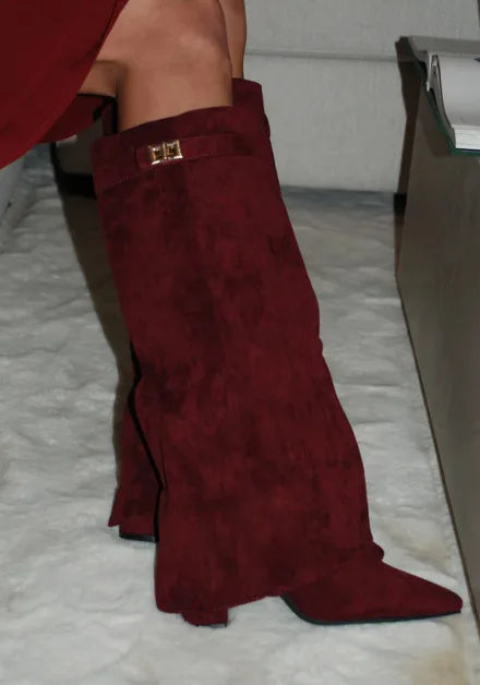 Women’s Leather Thigh-High Boots with Buckle