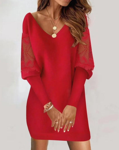 Marilyn – Elegante vestido cómodo con mangas de encaje 