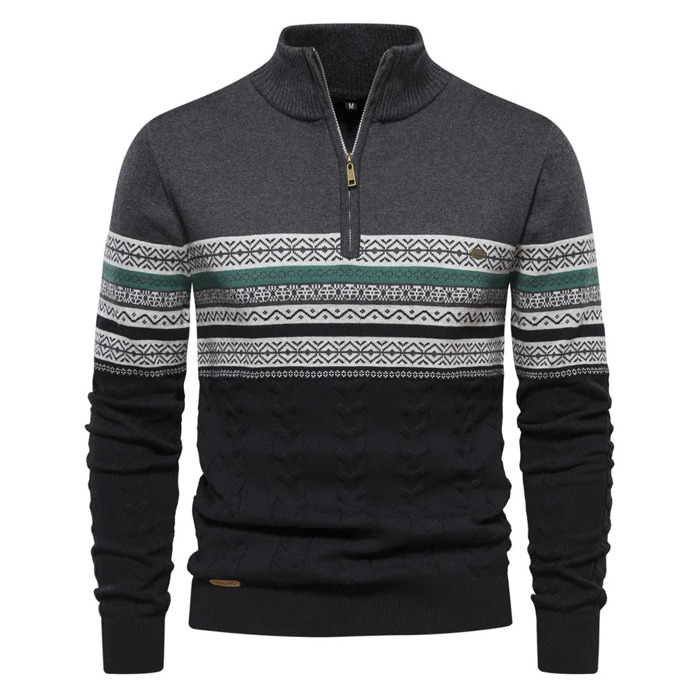 Henry™ - Elegante suéter Fair Isle con media cremallera