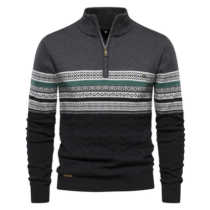 Henry™ - Elegante suéter Fair Isle con media cremallera