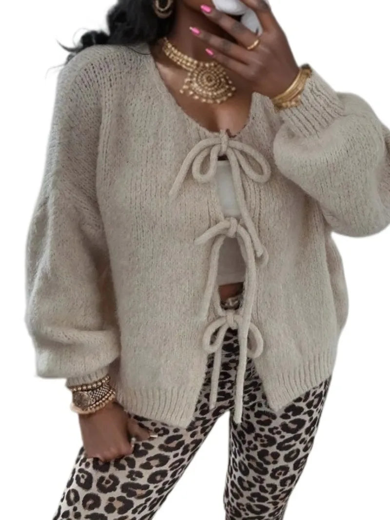 Jasmine | Women’s Chunky Winter Knotted Front Cardigan