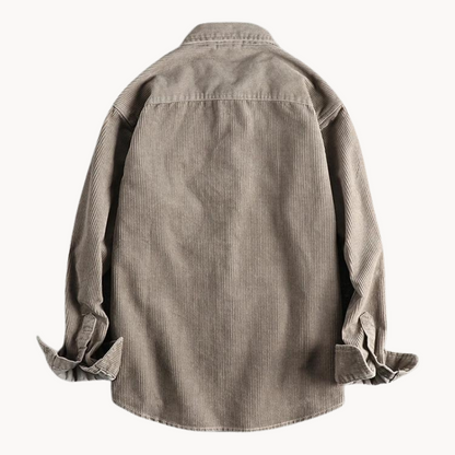 Zach | Men’s Casual Brown Corduroy Long Sleeve Shirt