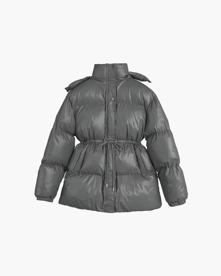 Winter Drawstring Shiny Puffer Jacket