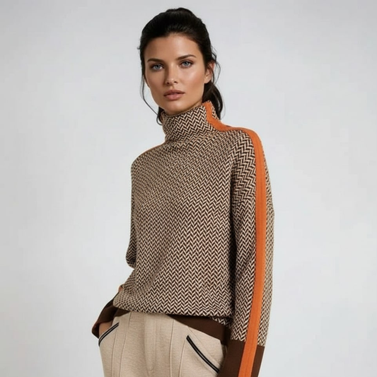 Elara | Jersey de cuello alto con rayas en contraste