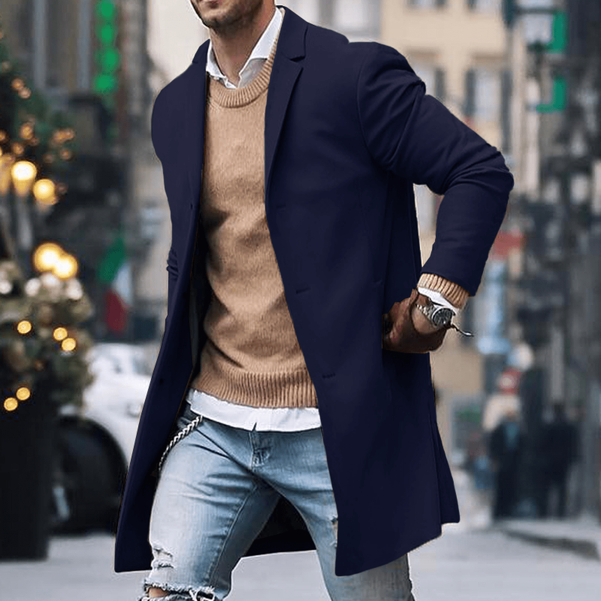 John | Abrigo largo clásico de estilo urbano para hombre