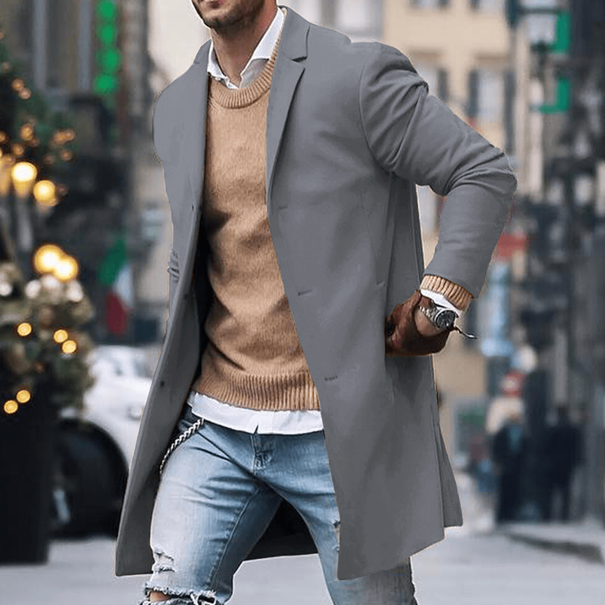 John | Abrigo largo clásico de estilo urbano para hombre