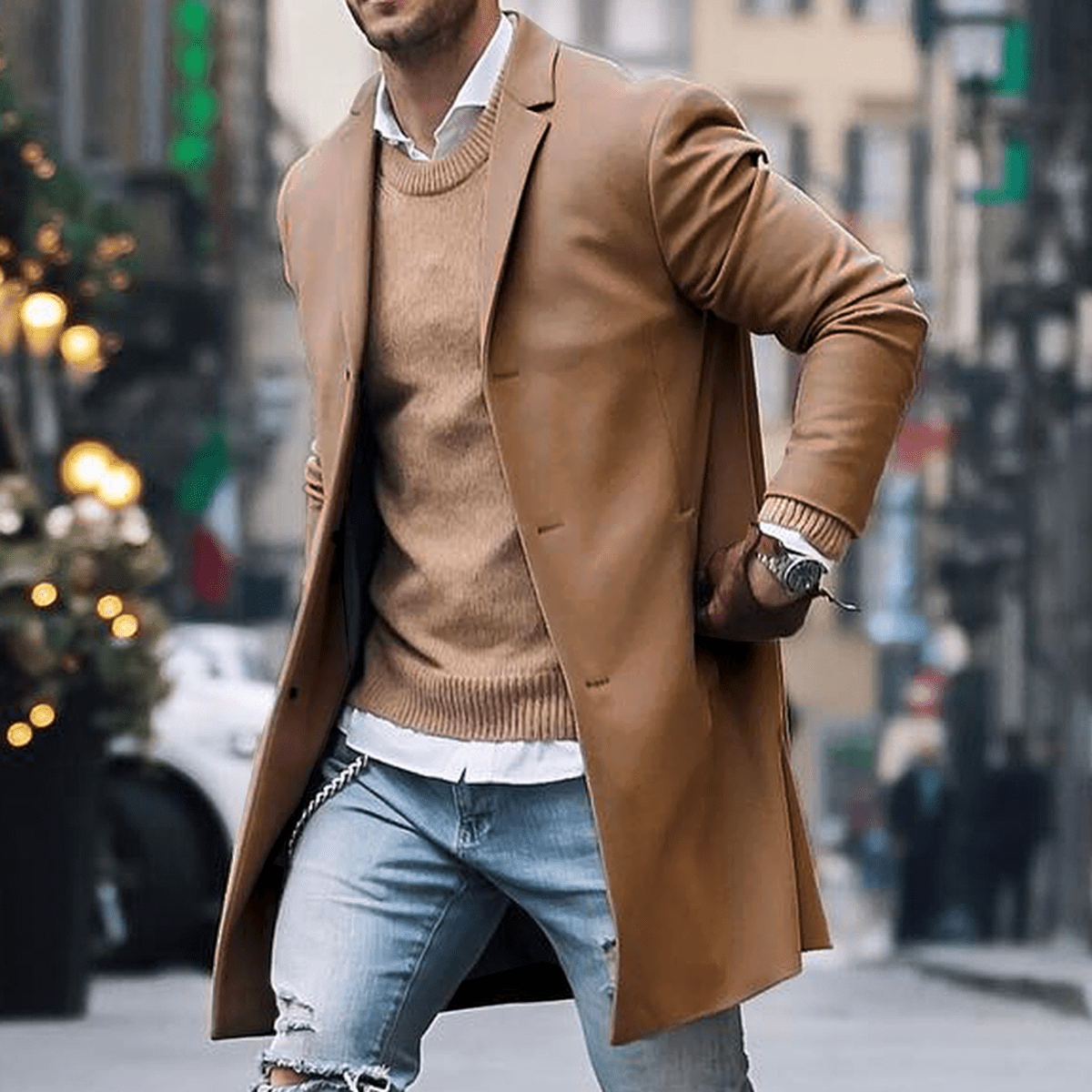 John | Abrigo largo clásico de estilo urbano para hombre