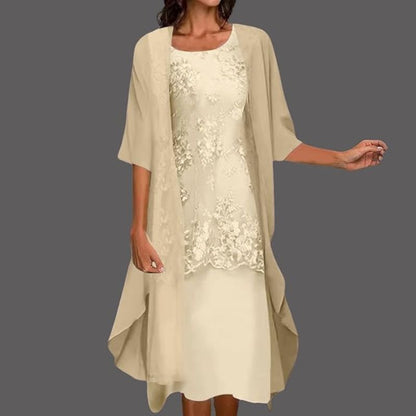 Isabella | Vestido midi de dos piezas con encaje superpuesto para mujer
