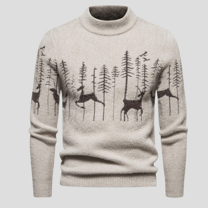 Cameron | Suéter con estampado de bosque de invierno para hombre