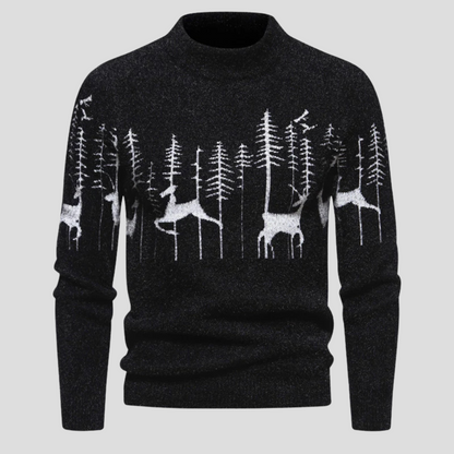 Cameron | Suéter con estampado de bosque de invierno para hombre