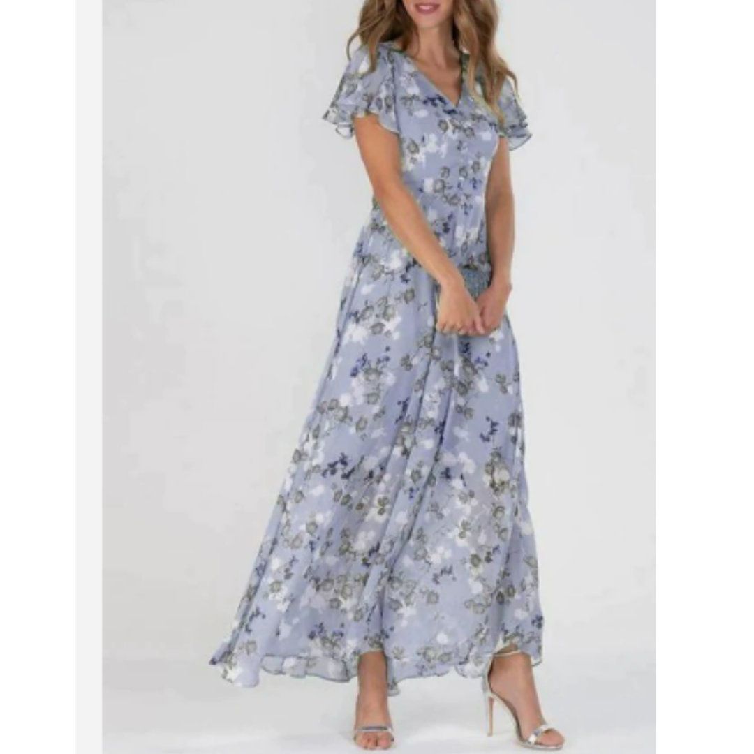 Grace | Vestido largo floral de manga corta para mujer