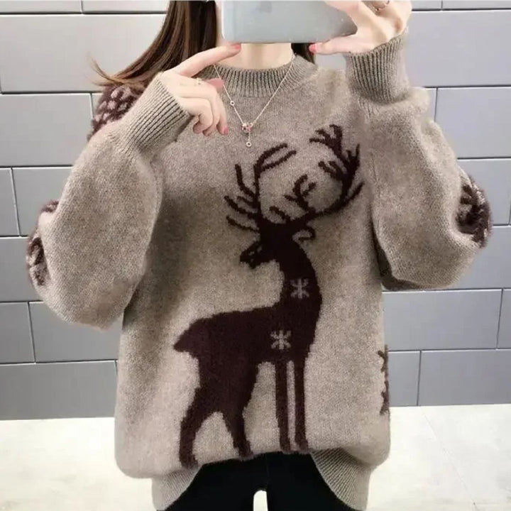  Women Winter Reindeer Pattern Sweater