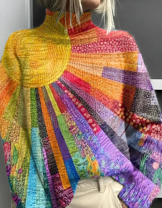 Cheerful Colorful Turtleneck Sweater