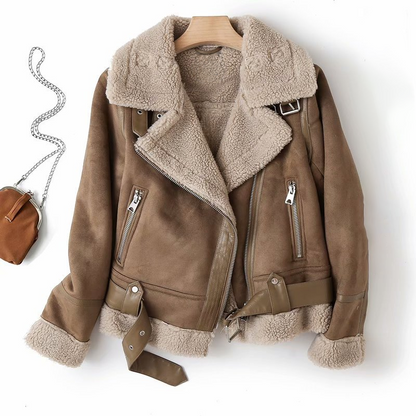 Grace | Women’s Chic Shearling-Lined Moto Jacket