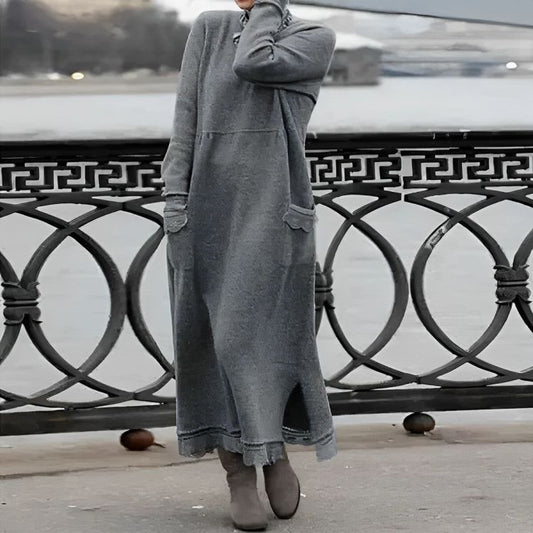 Vestido largo de punto Mara: vestido de invierno extragrande y acogedor de manga larga 
