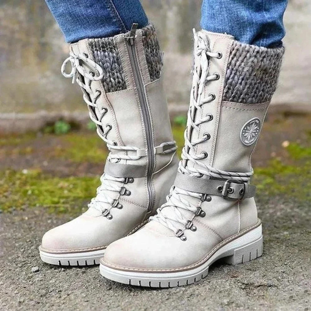 Women’s Lace-Up Winter Boots with Knit Cuff