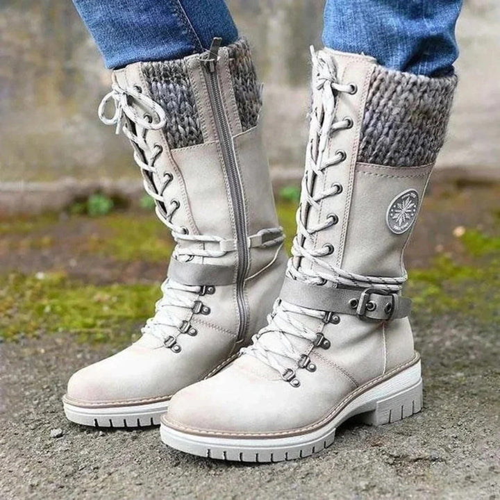 Women’s Lace-Up Winter Boots with Knit Cuff