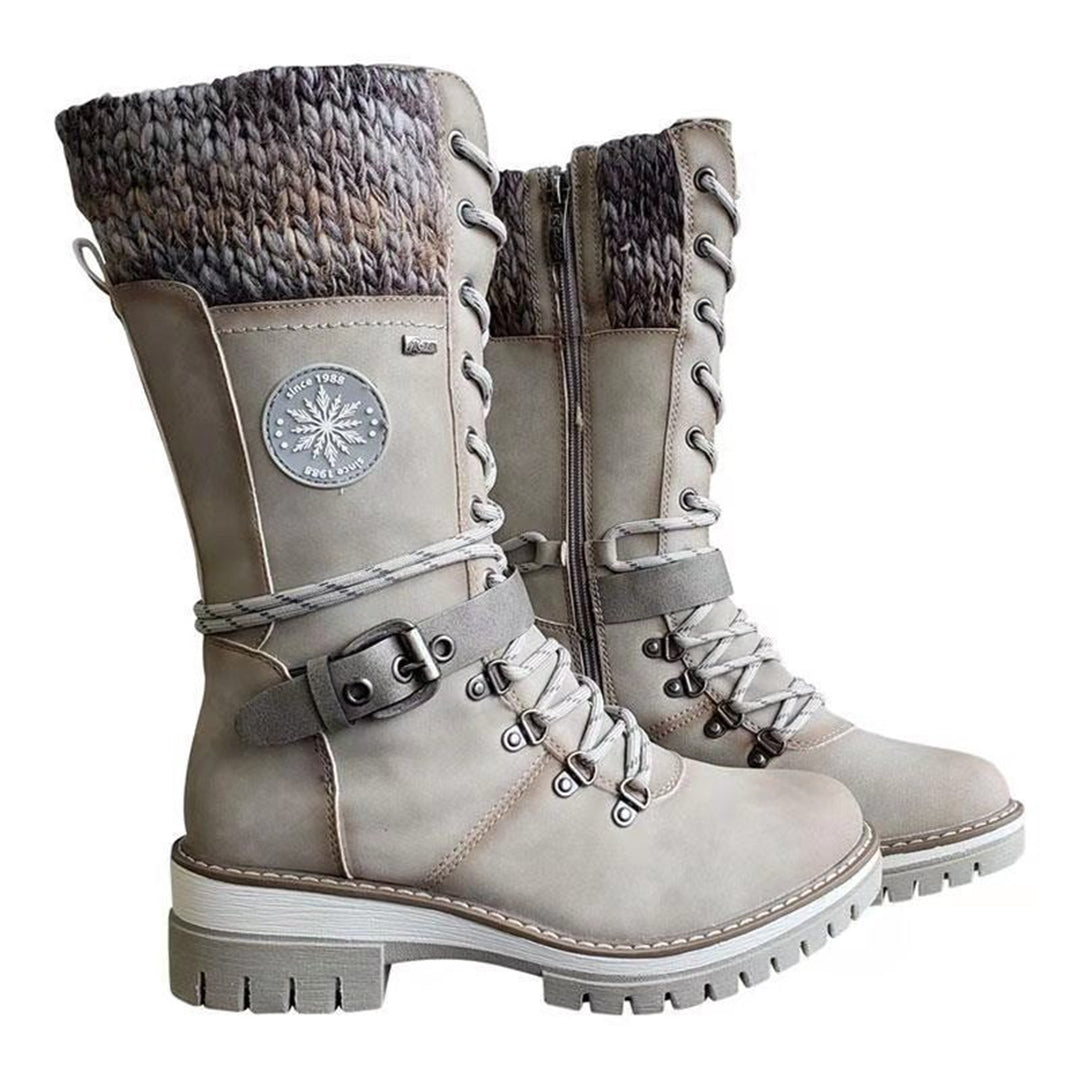 Women’s Lace-Up Winter Boots with Knit Cuff