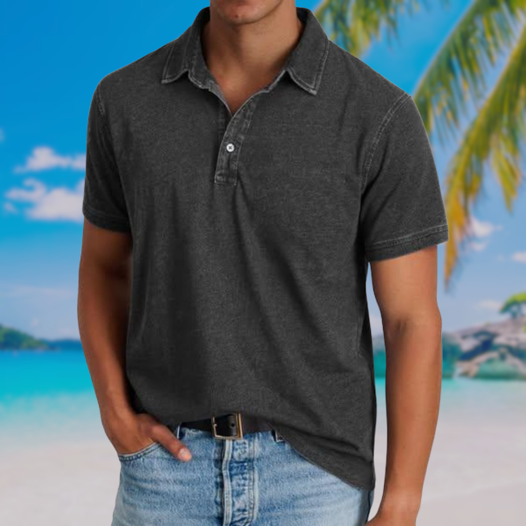 Classic Washed Casual Polo Shirt