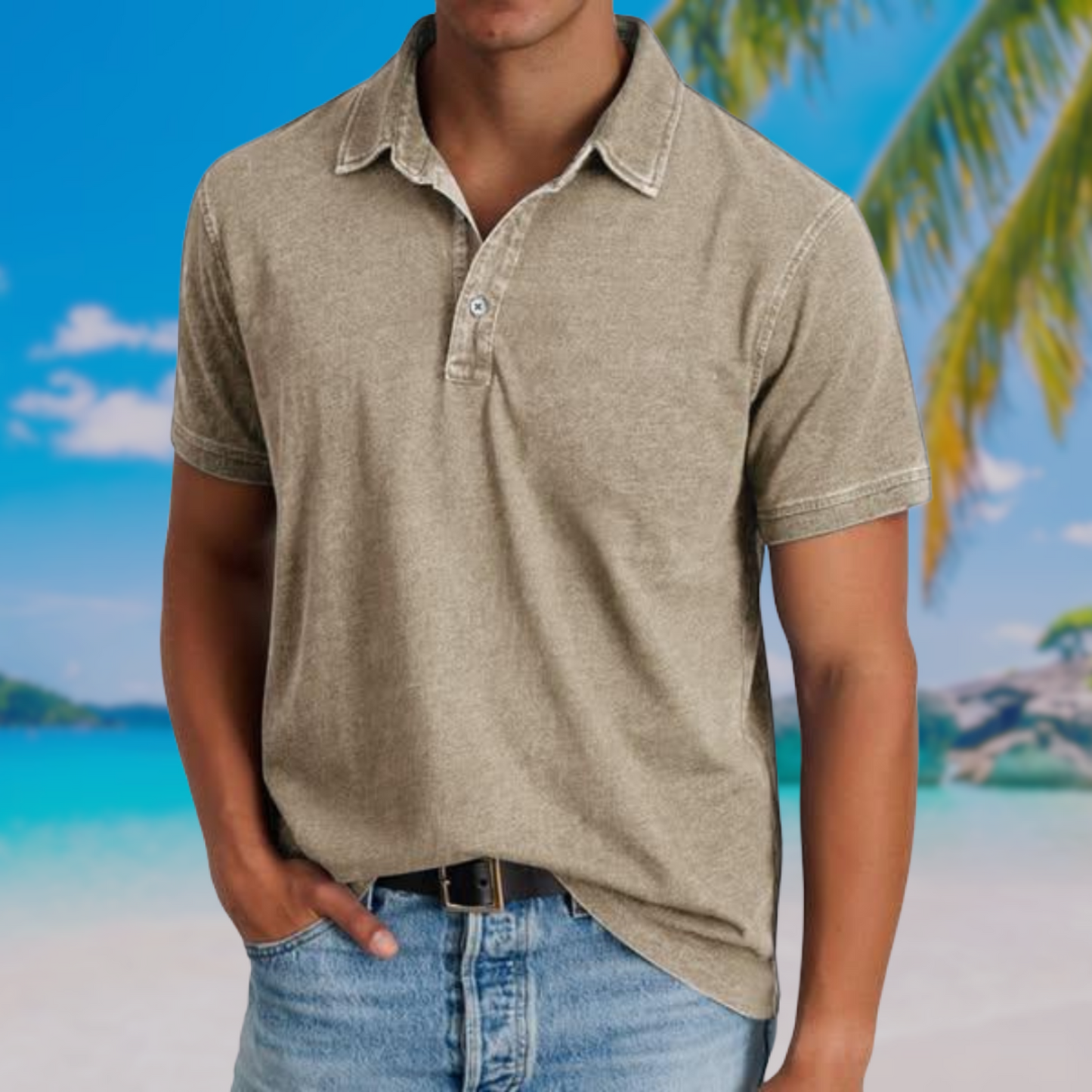 Classic Washed Casual Polo Shirt