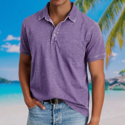 Classic Washed Casual Polo Shirt