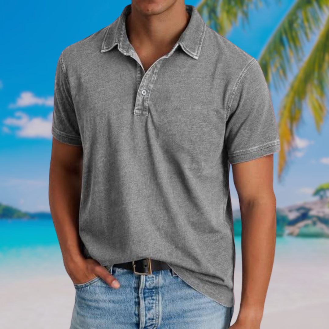 Classic Washed Casual Polo Shirt