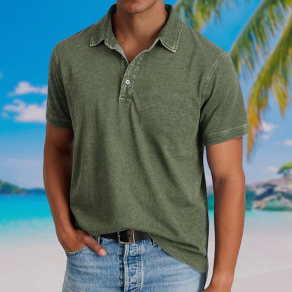 Classic Washed Casual Polo Shirt