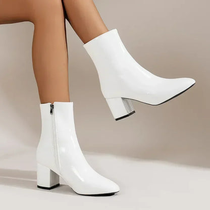Women’s Side Zipper Block Heel Ankle Boots