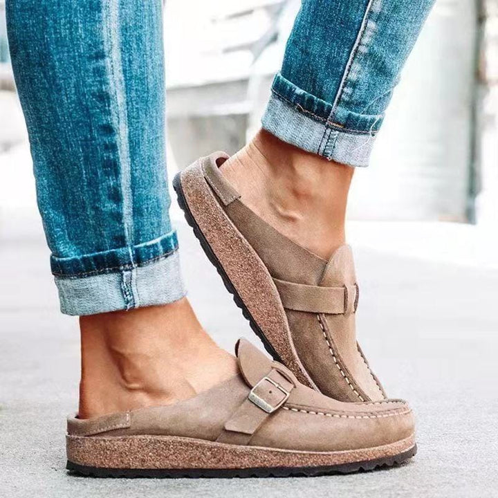 Women’s Casual Buckle Slip On Real Leather Loafers