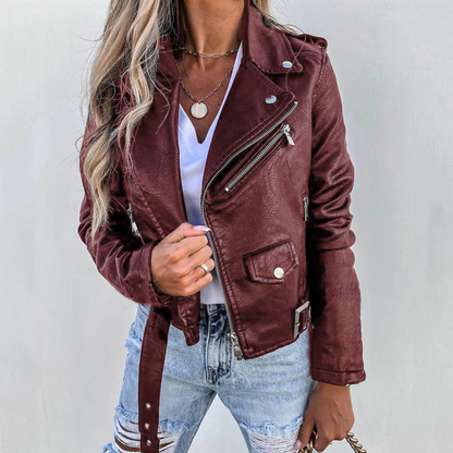 Taylor | Women’s Trendy Zip-Up Biker Jacket