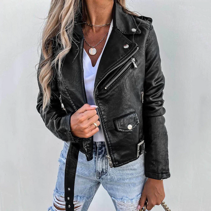 Taylor | Women’s Trendy Zip-Up Biker Jacket