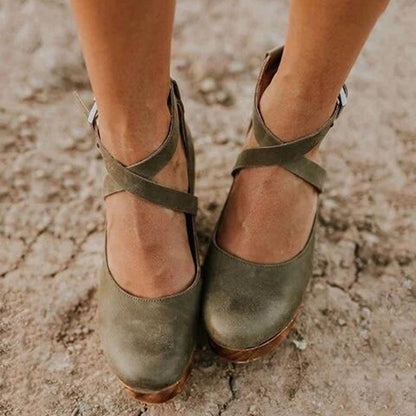 Women’s Vintage Style Cross Strap Heels