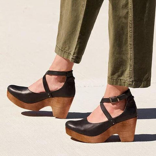 Women’s Vintage Style Cross Strap Heels