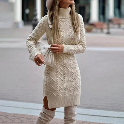 Peyton | Vestido de cuello alto de manga larga de invierno para mujer