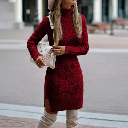 Peyton | Vestido de cuello alto de manga larga de invierno para mujer