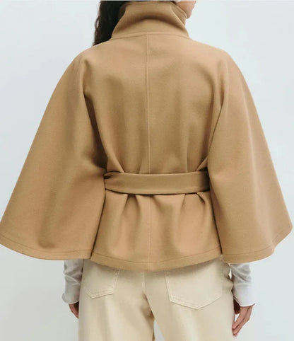 Caitlyn | Women’s Spring Belted High-Neck Cape Coat
