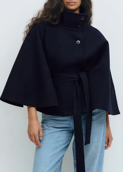 Caitlyn | Women’s Spring Belted High-Neck Cape Coat