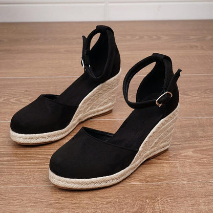 Women’s Closed Toe Buckle Wedge Sandals