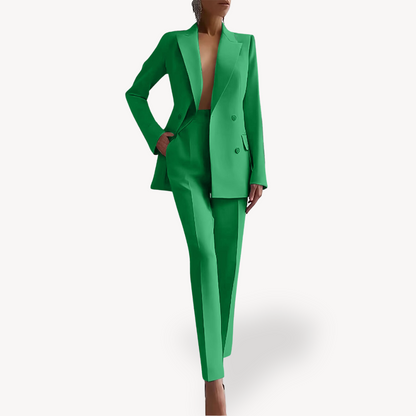Fiona | Conjunto de traje formal a medida para mujer con blazer largo