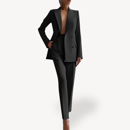 Fiona | Conjunto de traje formal a medida para mujer con blazer largo
