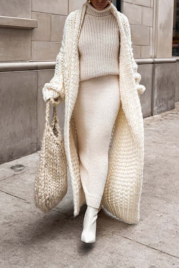 Chic Winter Knit Set with Cardigan for Women