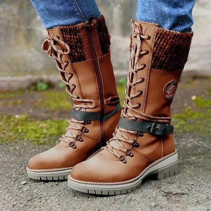 Women’s Lace-Up Winter Boots with Knit Cuff