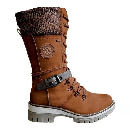 Women’s Lace-Up Winter Boots with Knit Cuff