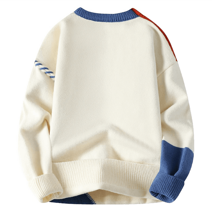 Men Patchwork Knit Casual Winter Sweater
