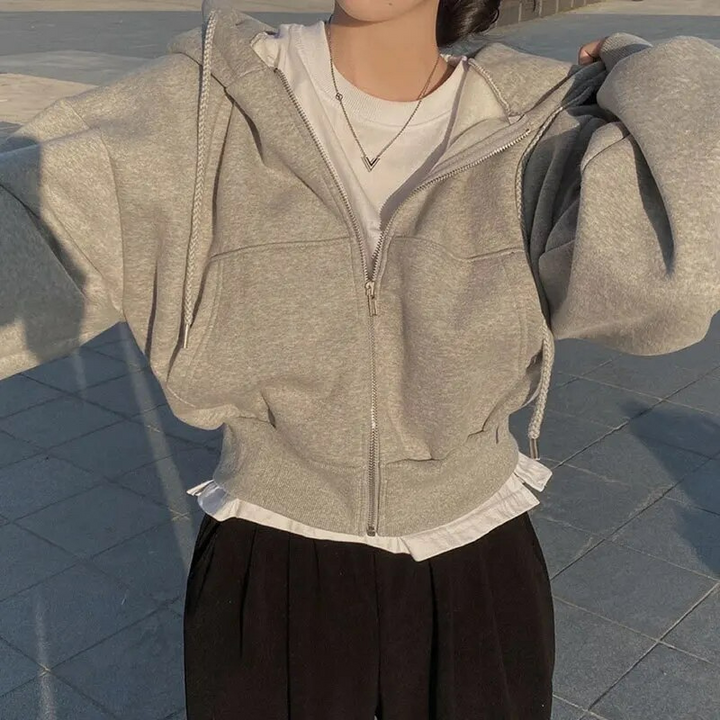 Women’s Winter Cropped Zip-Up Hoodie