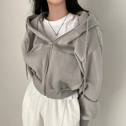 Women’s Winter Cropped Zip-Up Hoodie