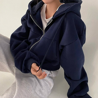 Women’s Winter Cropped Zip-Up Hoodie